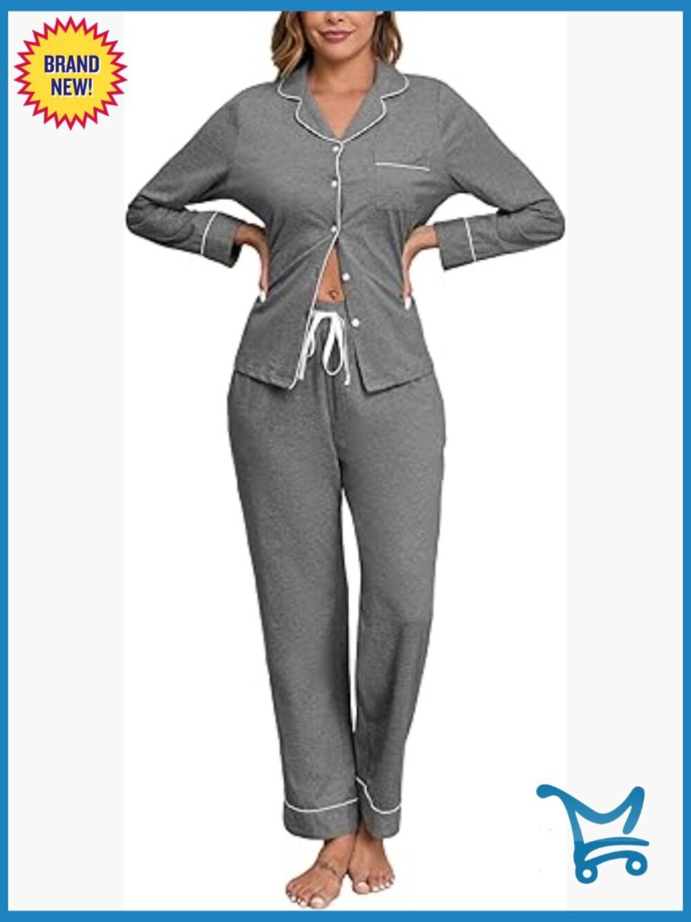 100% Cotton Women's Pajama Set Long Sleeve Button Down Sleepwear Lounge Set Pjs